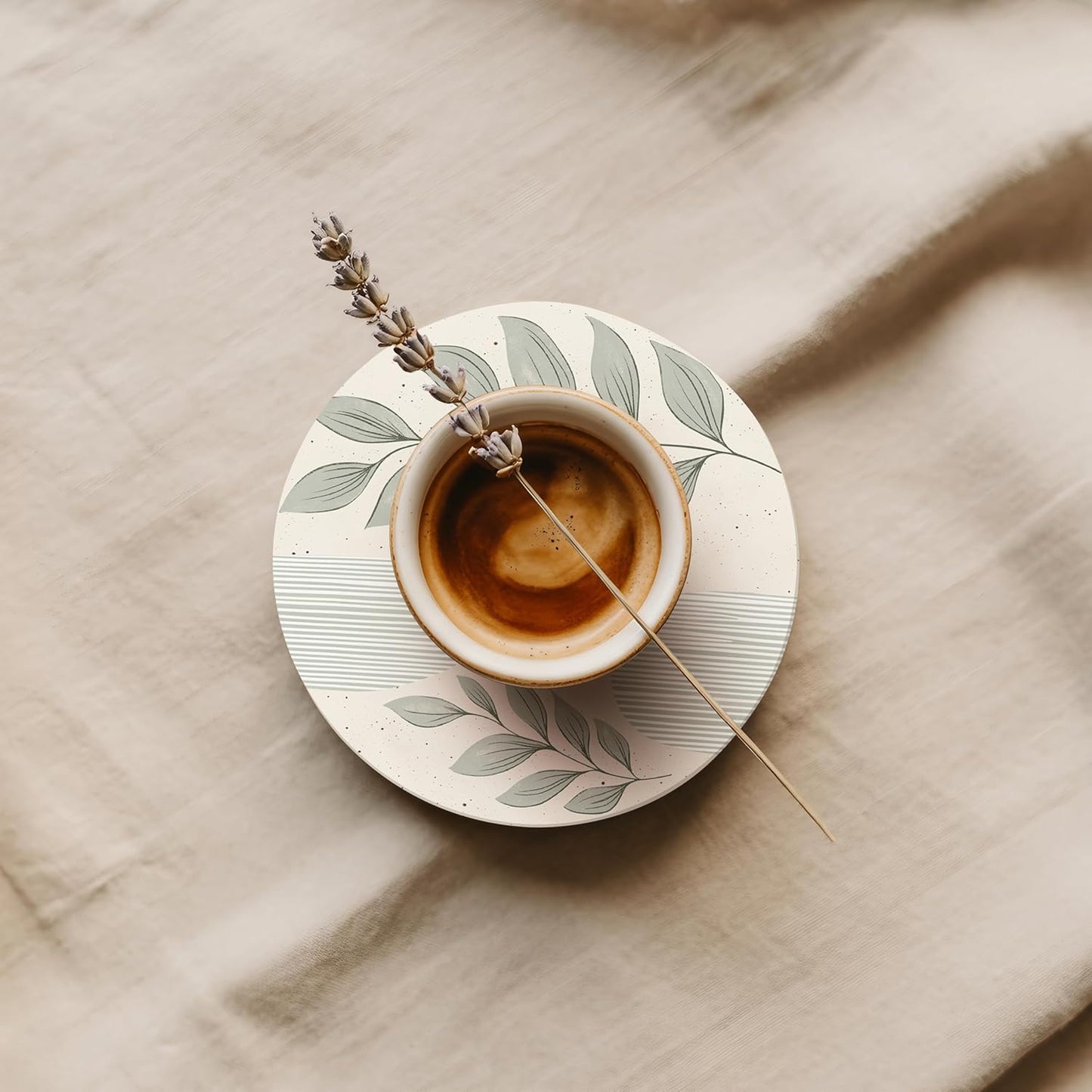 VEYRO Coasters Set of 4 for Drinks – Absorbent Ceramic Stone Drink Coasters with Cork Backing for Coffee Table & Desk, Modern Boho Look Cup Coaster Set, Housewarming Gift for New Home