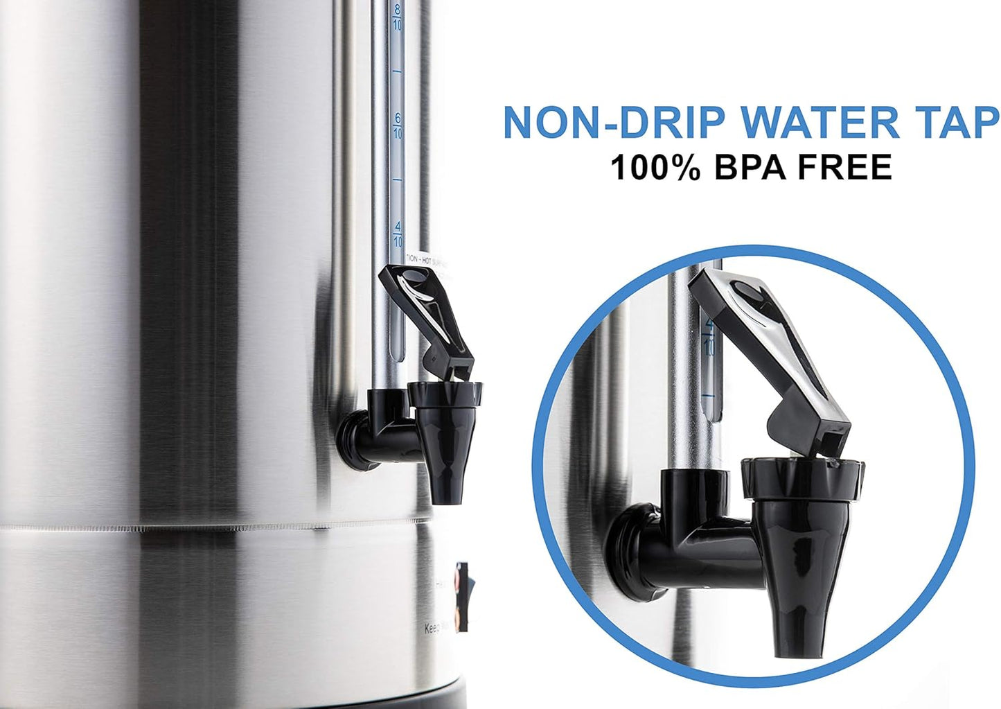 SYBO SR-CP-100B Commercial Grade Stainless Steel Percolate Coffee Maker Hot Water Urn for Catering, 100-Cup 16 L, Metallic