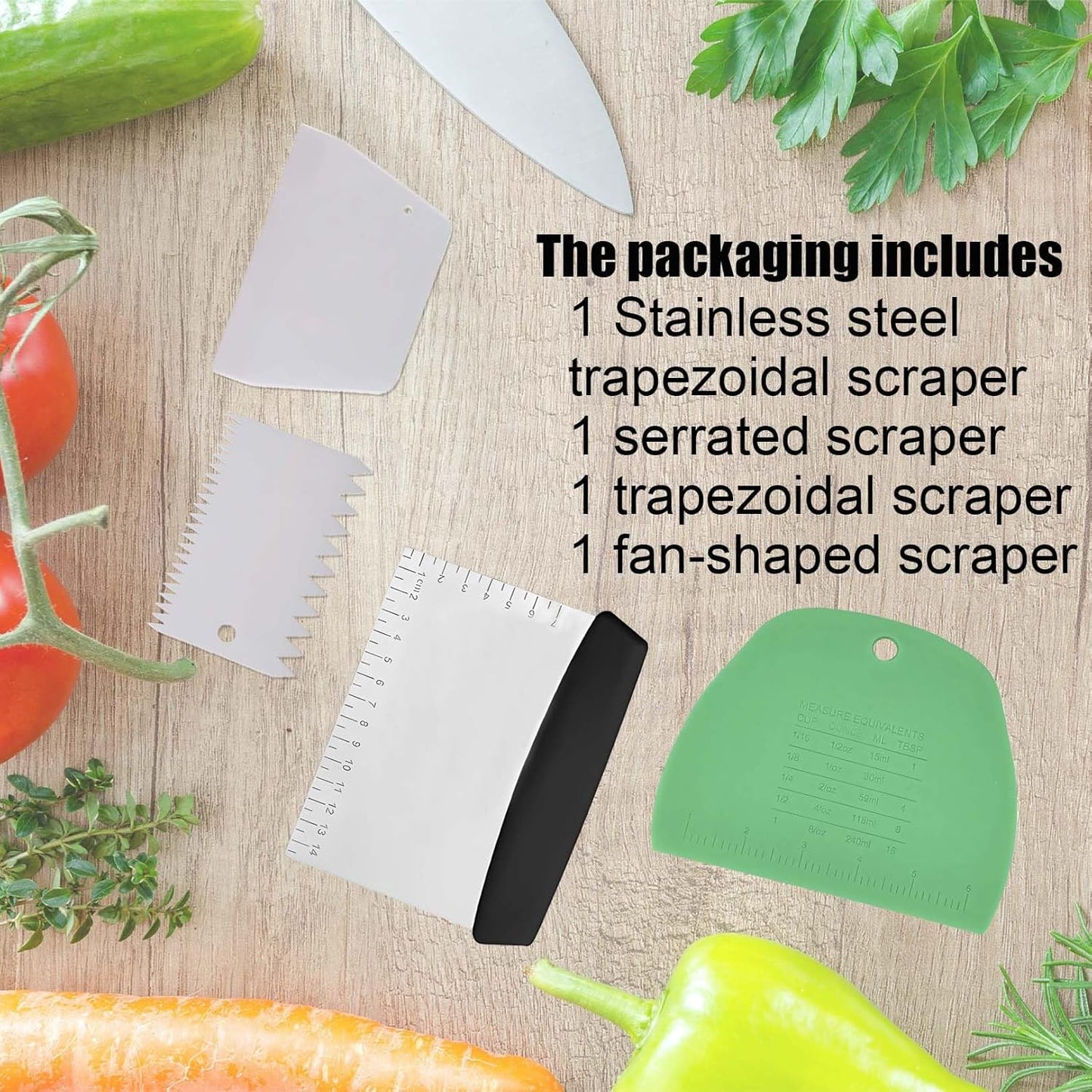 Dough Scraper Plastic Bench Scraper, Dough Scraper Tool Dough Cutter, Flexible Bench Scraper for Making Bread Pizza, 4 PCS