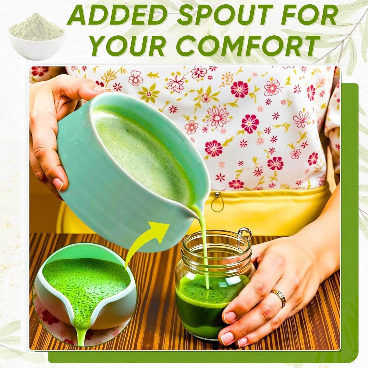 Matcha Whisk Set - 7pcs Matcha Set Including Bamboo Whisk, Bowl with Spout, and Accessories | All-in-One Matcha Kit for Matcha Latte Lovers | Japanese Matcha Set Whisk And Bowl for Tea Ceremony