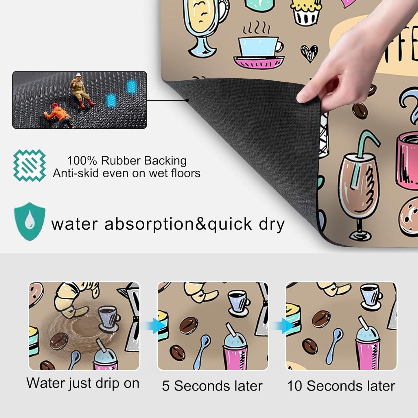 Drip Tray for Coffee Maker,Coffee Pot Mat for Countertops,Coffee Dish Drying Mat for Kitchen Counter Decor,Absorbent Reversible Microfiber Dish Drying Pad Dish Cafe Drainer Rack,pet Water Bowl Mats