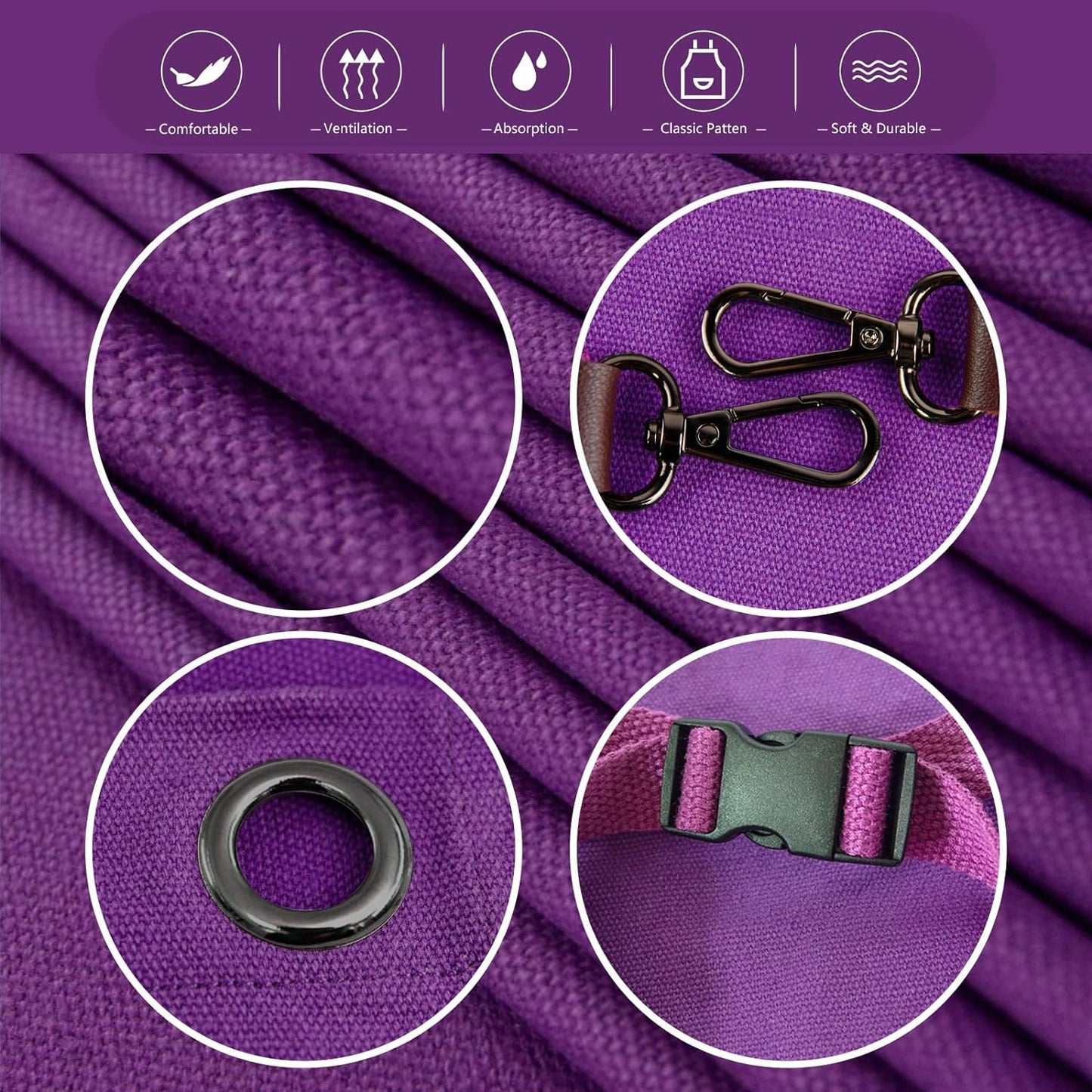 Kitchen Apron, Work Apron, Canvas, Multiple Pockets, Gardening, Painting, BBQ, Artist, Carpenter, Sizes M to XXL, Purple