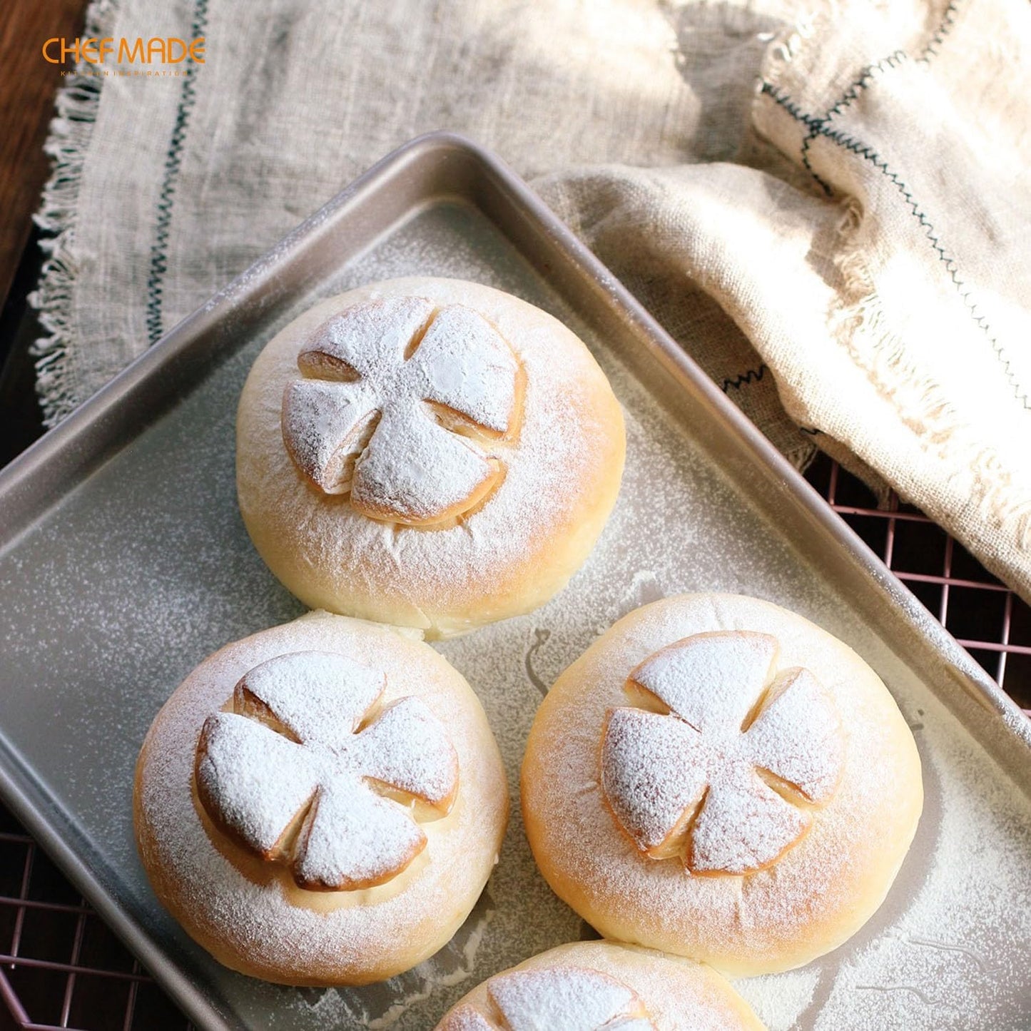 CHEFMADE 17-Inch Baking Sheet Pan, Non-Stick Carbon Steel Rimmed Cookie Sheet Pan for Oven Roasting Meat Bread Jelly Roll Battenberg Pizzas Pastries 12.8" x 17.7" x 1.1" (Champagne Gold)