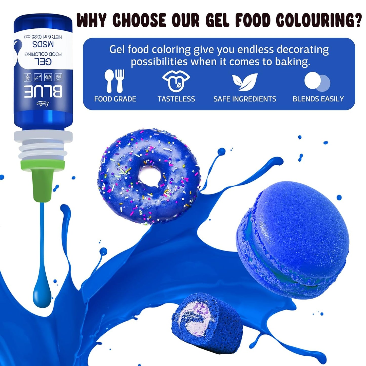 Gel Food Coloring - 4.5oz Vivid Food Coloring Gel for Baking, Cake Decorating, Cookie, Fondant, Macaron - Tasteless Concentrated Edible Food Color Dye for Icing, Slime, Drinks, DIY Crafts (White)