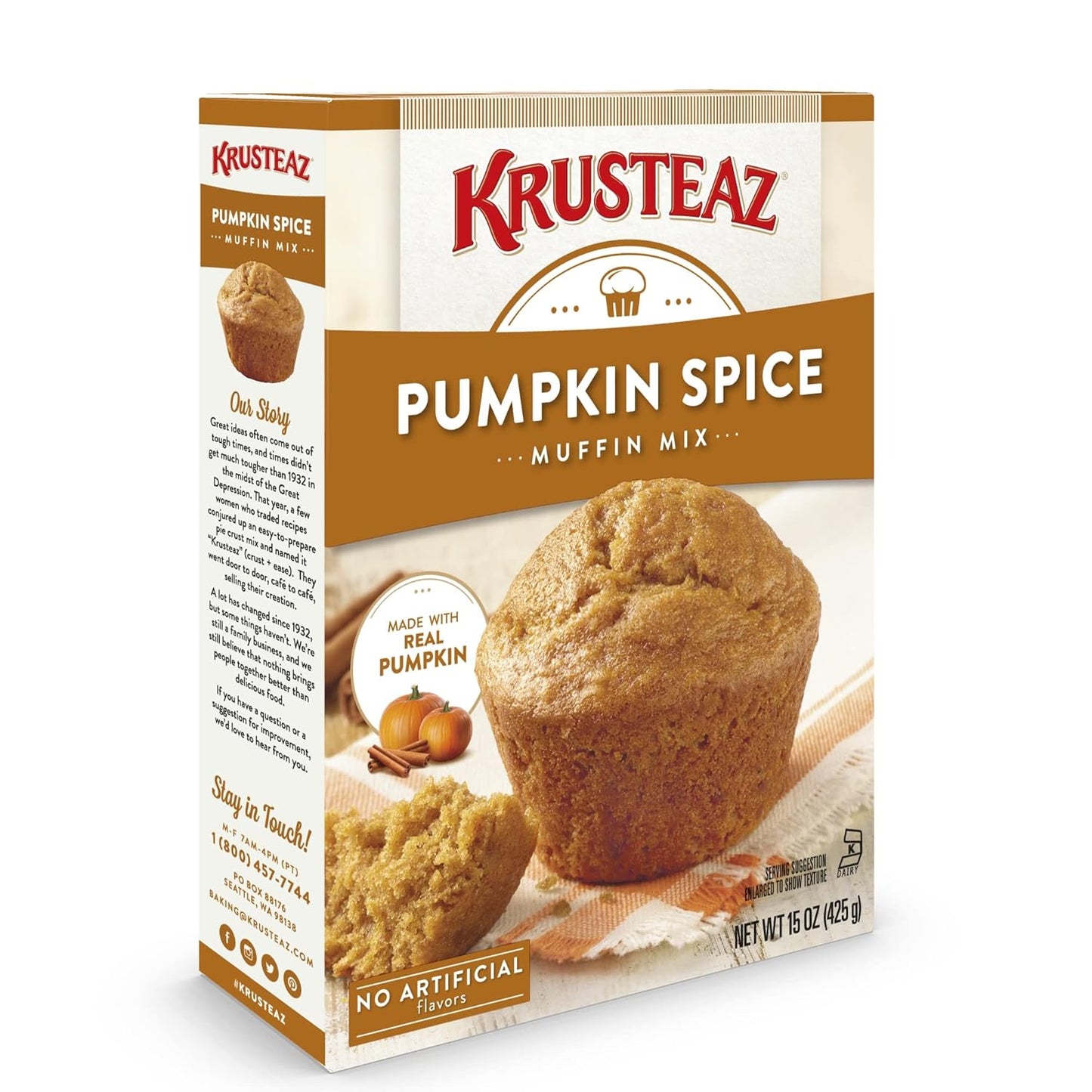 Krusteaz Pumpkin Spice Muffin Mix, 15 oz Box