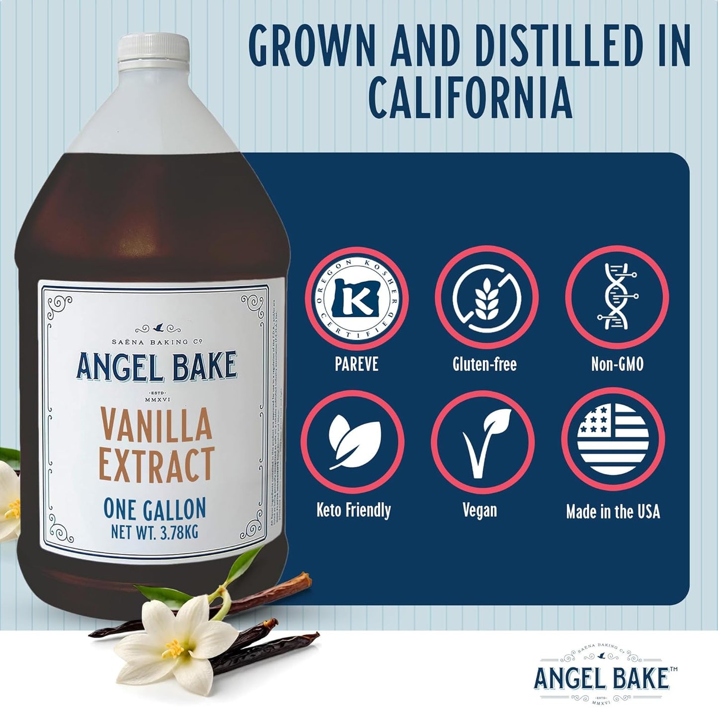 Pure Madagascar Vanilla Extract, 1 Gallon - Natural Essence for Beverage Formulations, Bulk Manufacturing, Professional Food Developers - Kosher Certified, Vegan, Gluten-Free, Keto Friendly