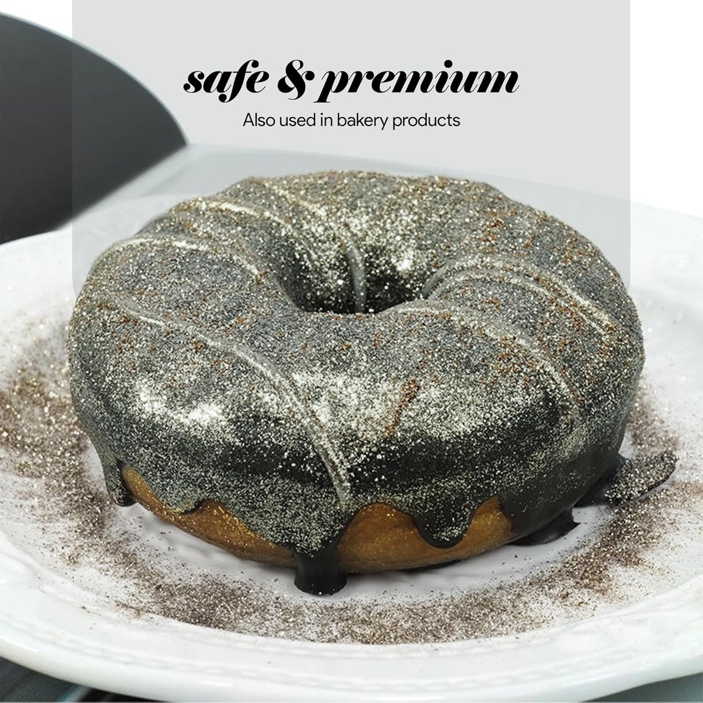 BeePoint Silver Edible Luster Dust 15g - Food Grade, Vibrant Color Shimmer Powdered Dust for Drinks, Cocktails, Cake Decorating, Baking, Chocolates, Candy, Sweets, & Cookies - Vegan & Gluten Free