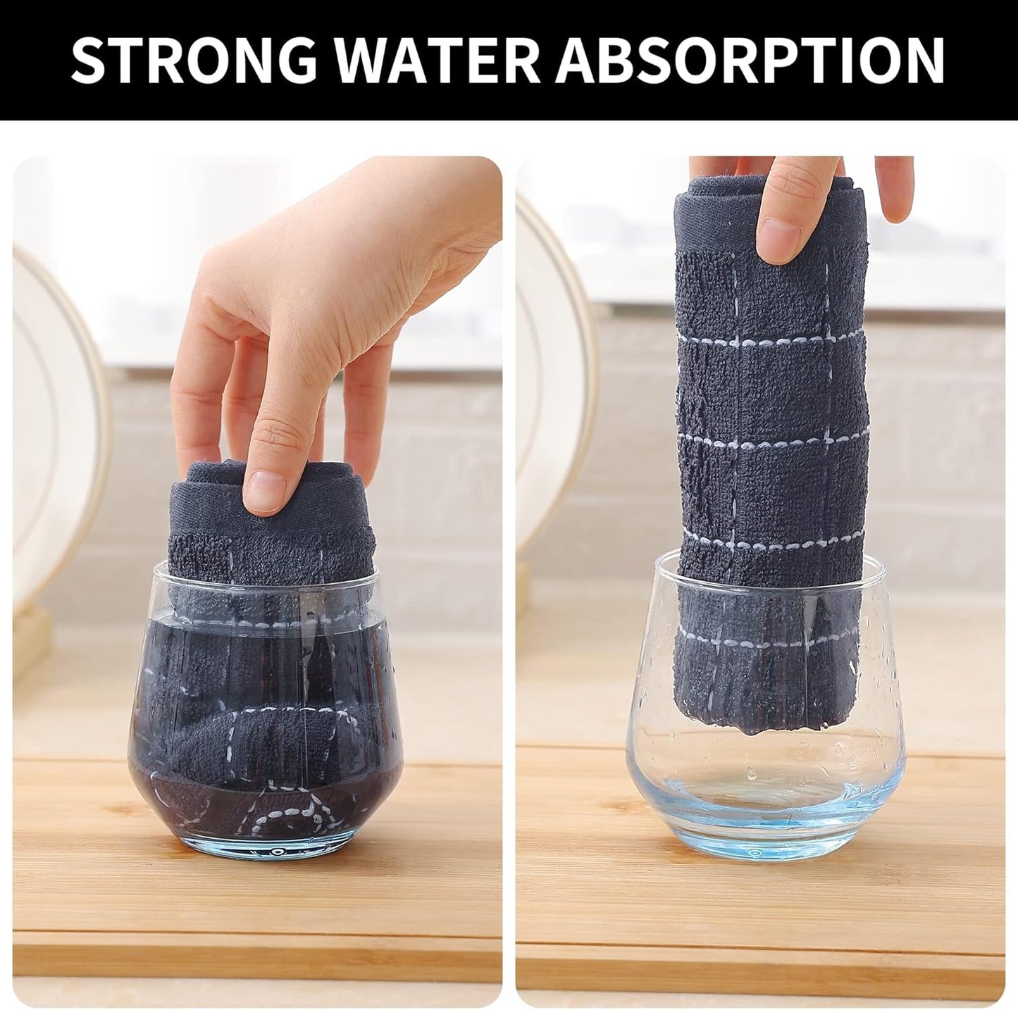 Homaxy 100% Cotton Terry Kitchen Towels(Multiple Colour, 13 x 28 inches), Checkered Designed, Soft and Super Absorbent Dish Towels, 8 Pack