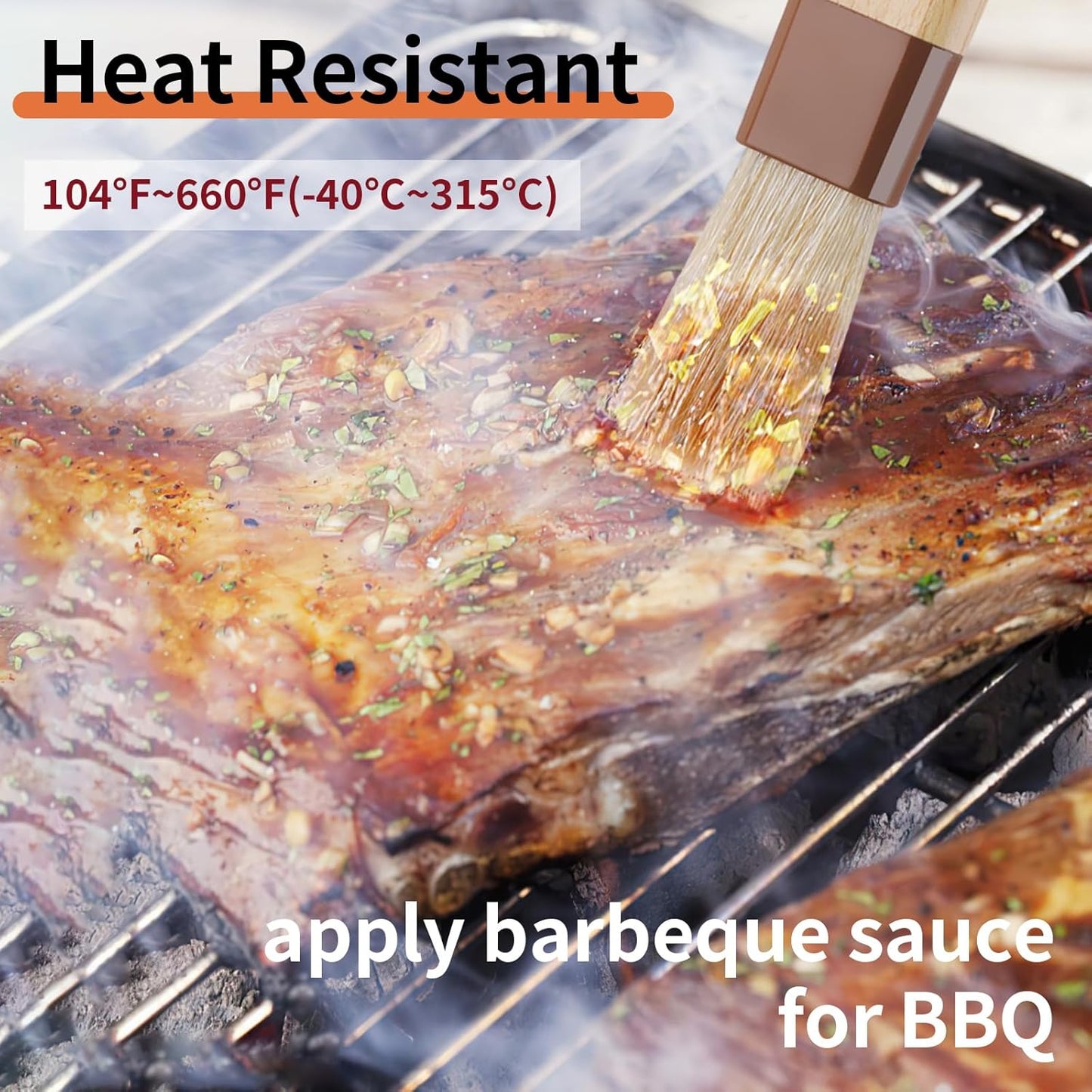 3 Pcs Pastry Brush, Natural Bristle Basting Brush, Cooking Brush, Food Brush, Butter Brush, Baster Brush, BBQ Brushes for Sauce, Kitchen Baking Brushes for Oil, Grilling, Marinade