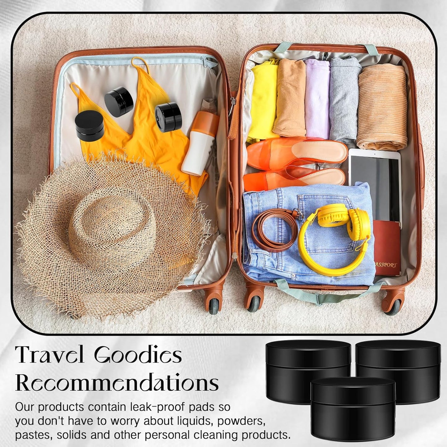 Patelai 4 Pieces Round Wide-mouth Leak Proof Plastic Container Jars with Lids for Travel Storage Makeup Beauty Products Face Creams Oils Salves Ointments DIY Making(1 Ounce,Pure Black)