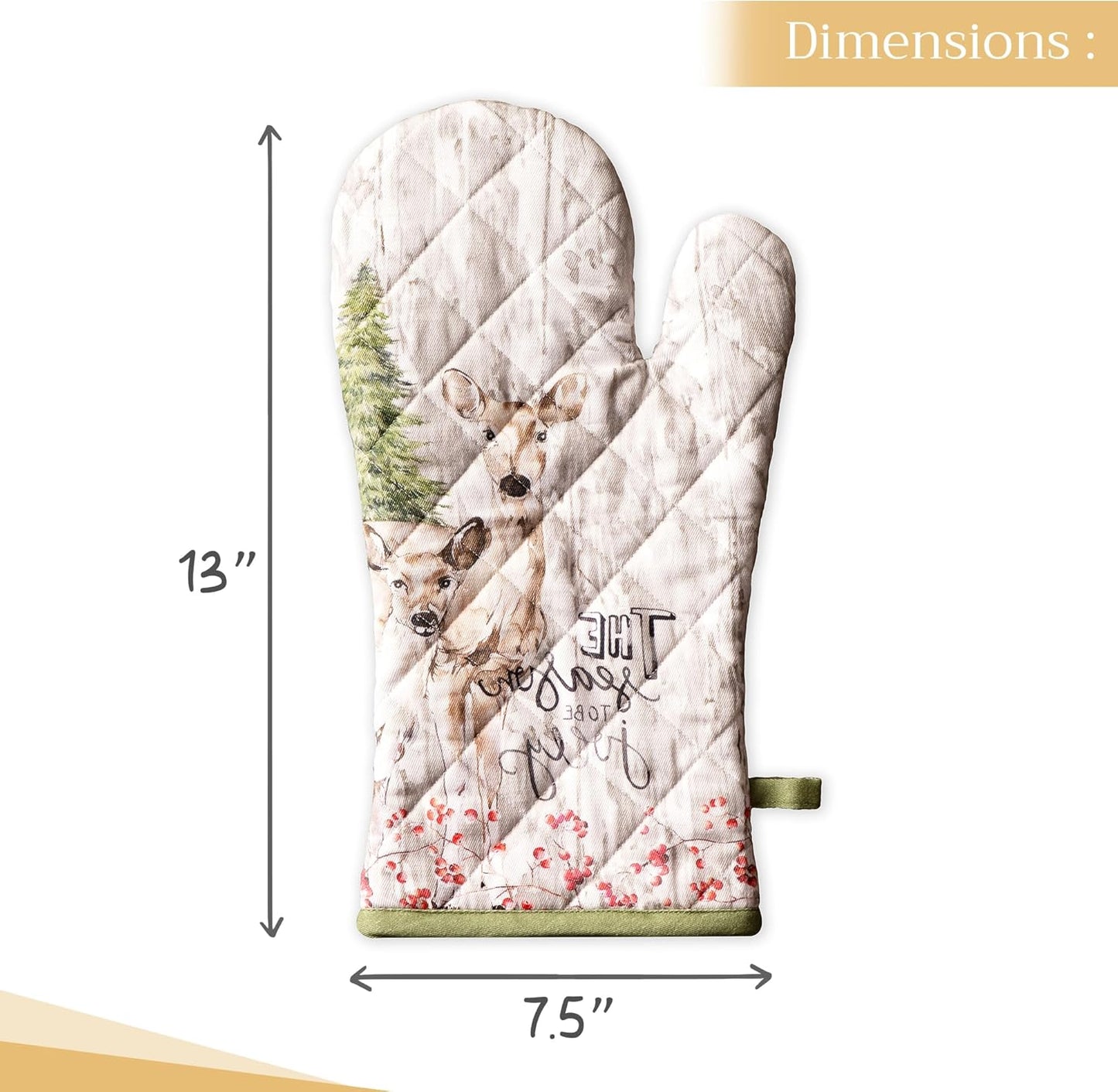 Maison d' Hermine Oven Gloves 100% Cotton Oven Mitt 7" x 13" with Loop Heat Resistant, BBQ, Cooking Gloves, Baking, Grilling, Kitchen, Handling Hot Pans (Pack of 1, Mountain Life)