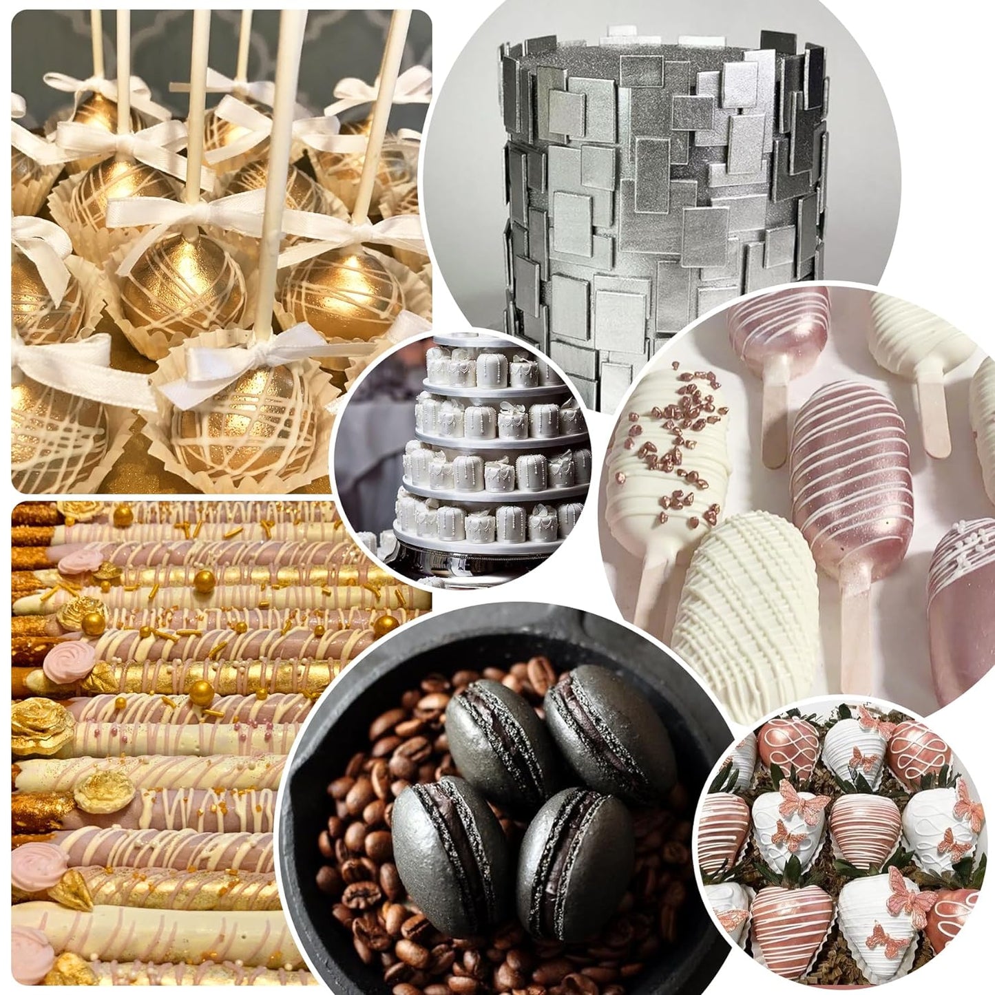 Edible Glitter Paint - 2 fl.oz Food Grade Metallic Glitter Cake Paint for Cake Decorating, Baking, Cupcakes - Shimmer Art Decorative Liquid Edible Paint Food Coloring for Fondant, Donuts (White)