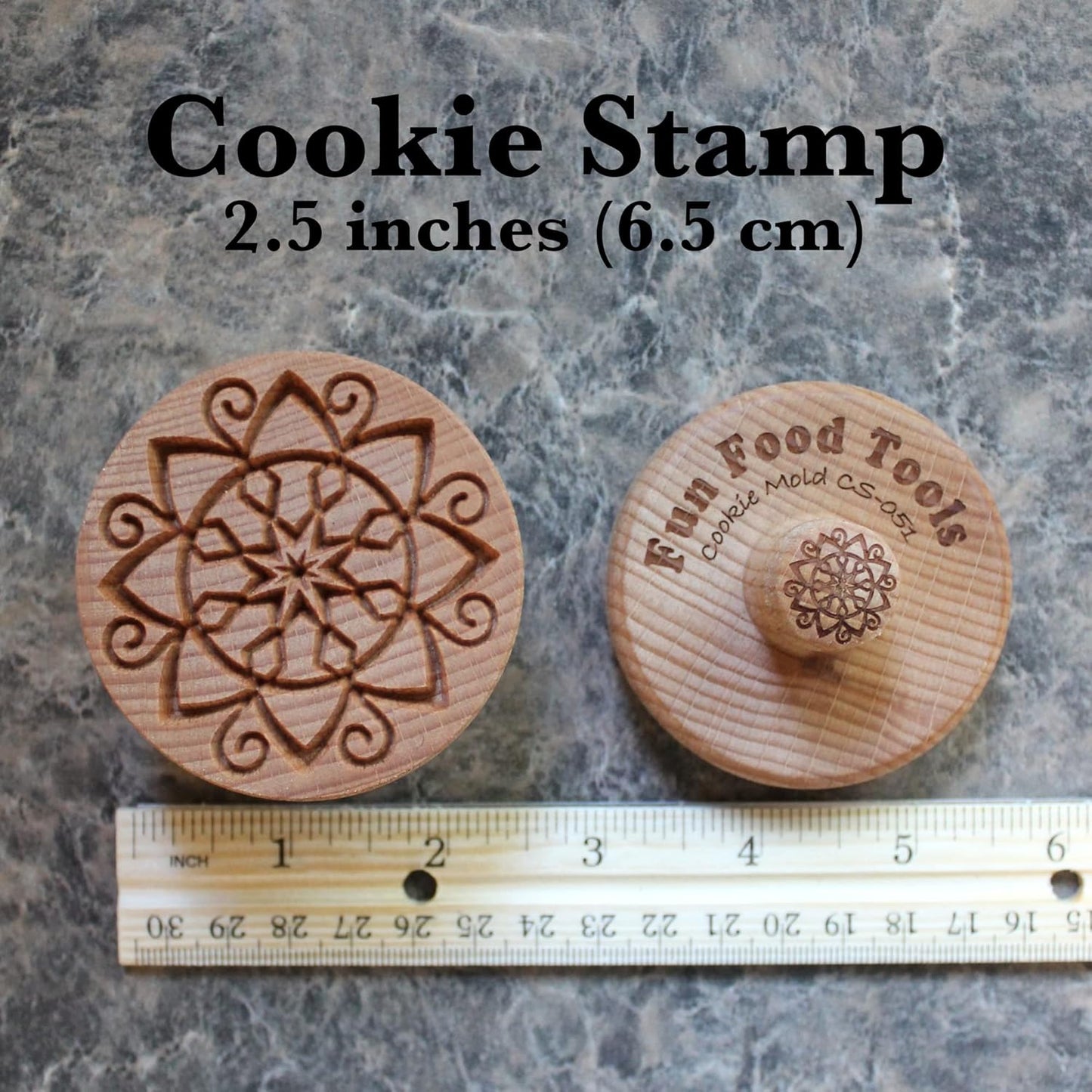 Wood Cookie Stamp, 2.5 Inch (Holiday Star CS-051)