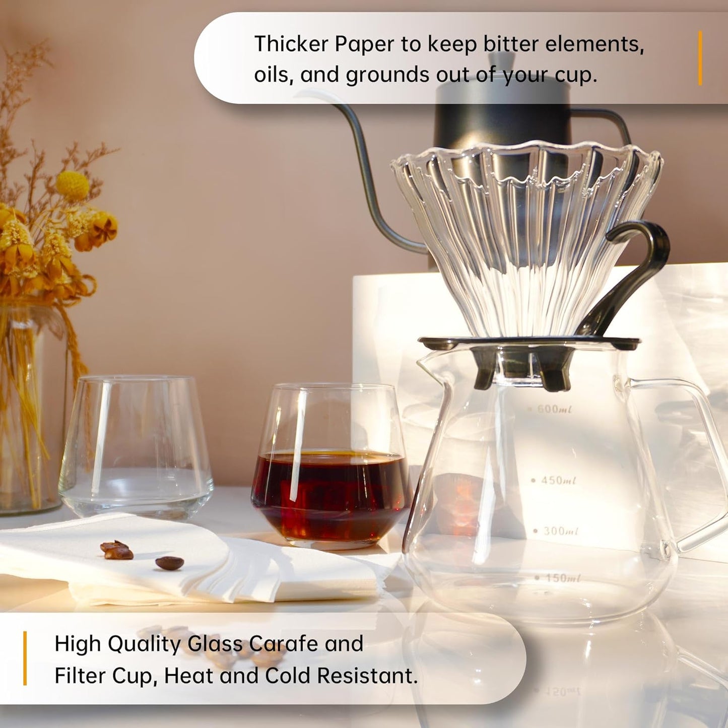 SuperCook Coffee Pour Over Kit Hand Drip with Kettle, Electric Grinder, Camping Travel Coffee Kit Ideal for Anniversary Birthday Gift