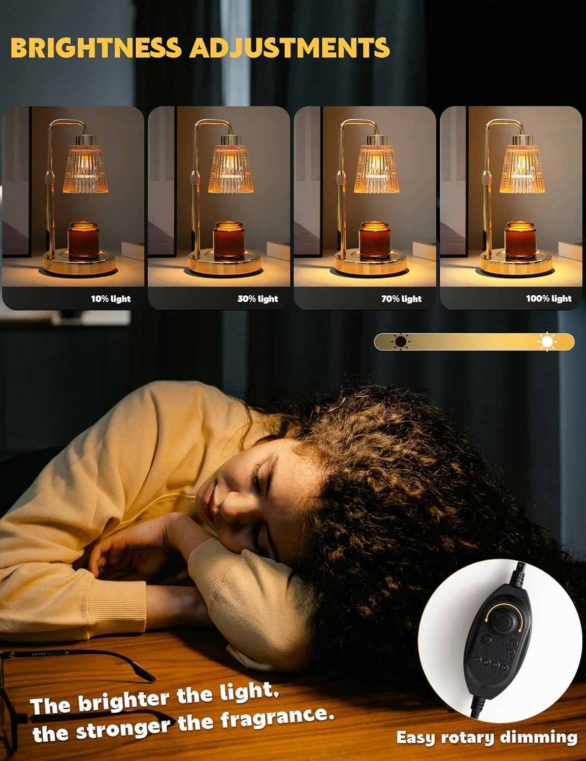 Candle Warmer Lamp with Timer Dimmable, Birthday Gifts for Women Mom, House Warming Gifts New Home Decor, Wax Melt Warmer for Jar Candles with 2 Bulbs