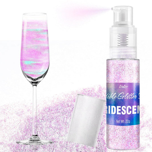 Iridescent Edible Glitter Spray - 22g Edible Luster Dust Metallic Food Grade Glitter for Drinks, Cake Decorating, Baking - Food Coloring Powder Shimmer for Cocktail, Icing, Candy