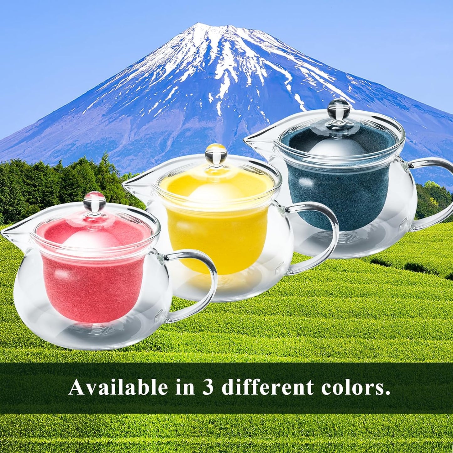 Heatproof Glass Teapot 13.5 fl (400 ml) with Removable Ceramic Infuser strainer Ha-Pot Made in Japan (Yellow)