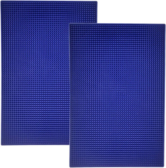 17.7" x 11.8" Rubber Bar Mat, Non-Slip and Anti-Spill Non-Toxic Soft Rubber Mats, Coffee Bars, Bars, Restaurants and Barbers Service Mats (2PACK, Navy)
