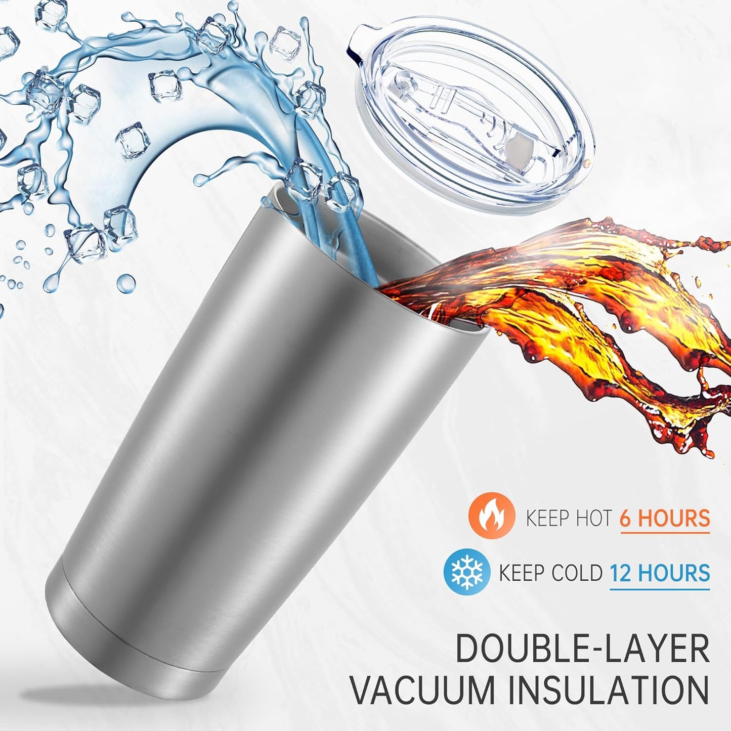 20 oz Tumblers Bulk Stainless Steel Tumbler with Lid Double Wall Vacuum Insulated Coffee Mug 20oz Powder Coated Cup for Hot and Cold Drinks, Mix Color, 12 pack