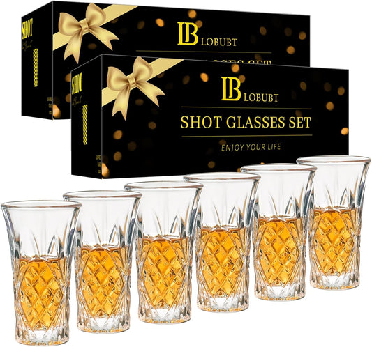 2 oz Shot Glasses Set,12-Pack Shot Glass with Heavy Base Crystal Shot Glasses Bulk Small Glass Cups for Liqueur Spirits Bar Party Favor Housewarming Gift