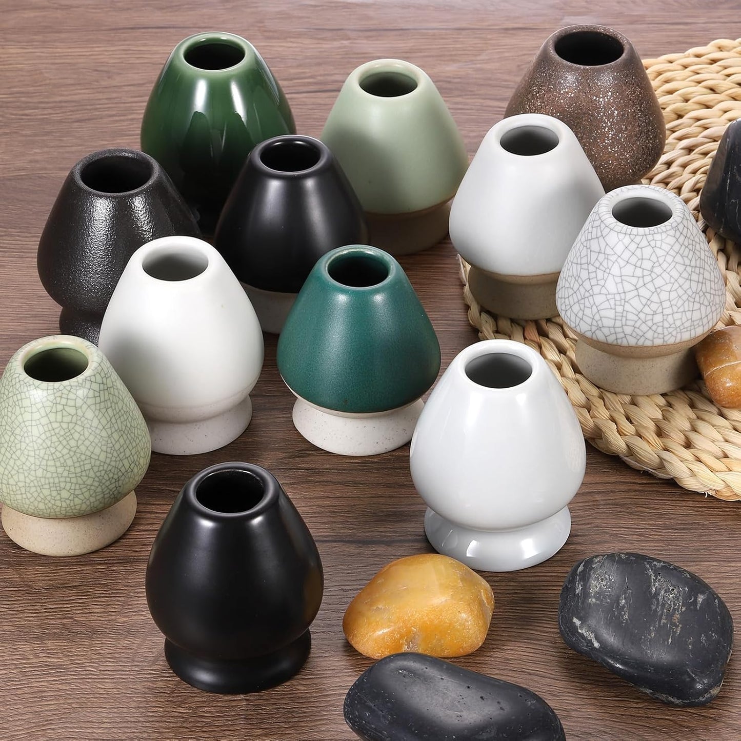 HARFINGTON Ceramic Chasen Stand 73mm Matcha Whisk Holder Teas Set Whisks Stand Traditional Matcha Tea Chasen Holder Tea Set Accessories for Tea Tasting, Pink