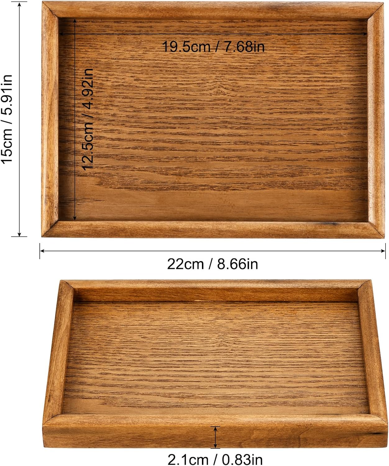 PATIKIL Wood Serving Tray 9x6 Inch Outer Base, Rectangular Decorative Platter for Home Decor Kitchen Table Candle Holder, Brown