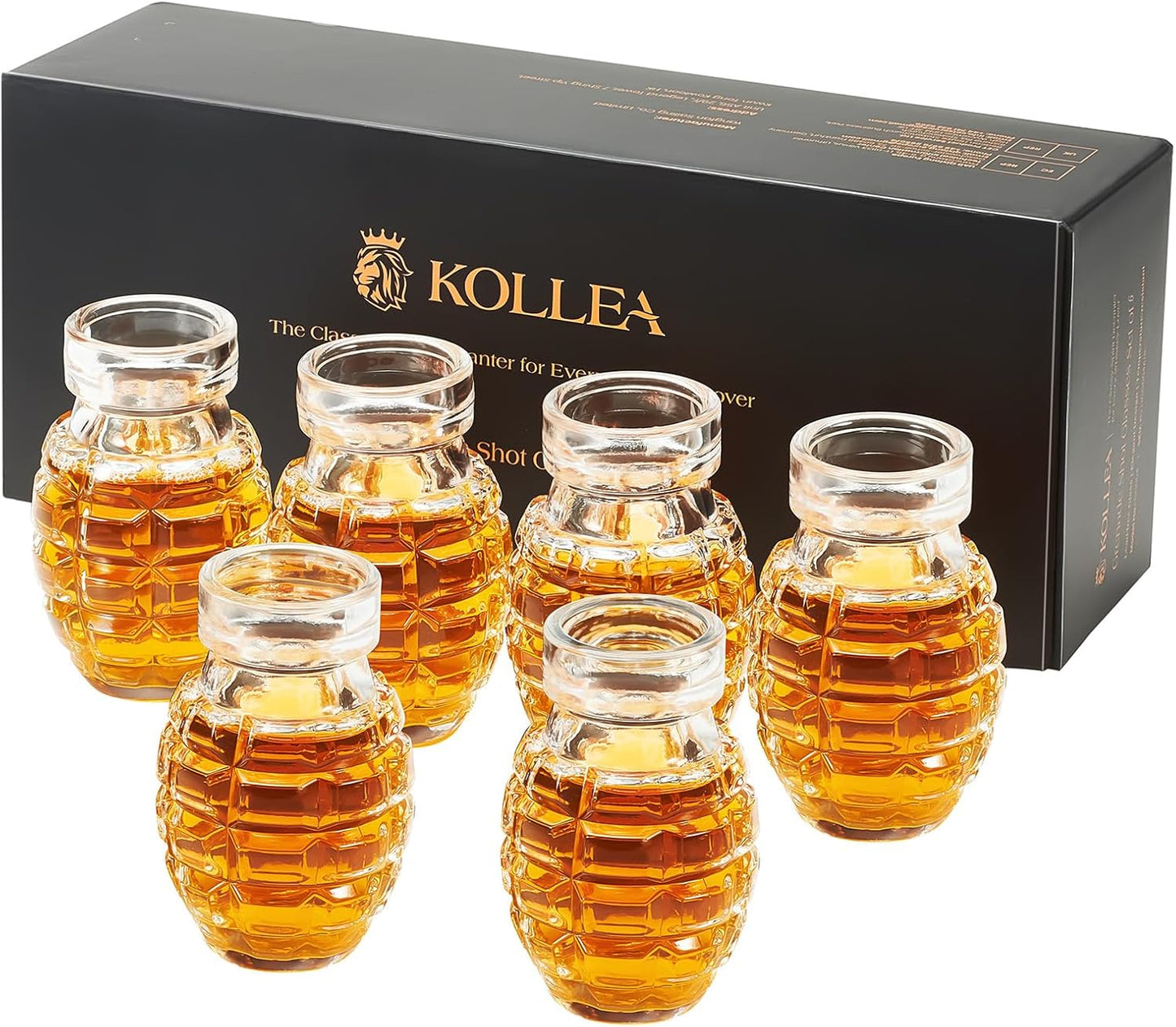 Kollea Bartender Kit, Grenade Shaped Shot Glass Set of 6, Cool Shot Cups with Heavy Base for Tequila, Military Birthday Gifts for Men Father, Party Men Cave Decor, Liquid Measuring Cups, Whiskey Grail