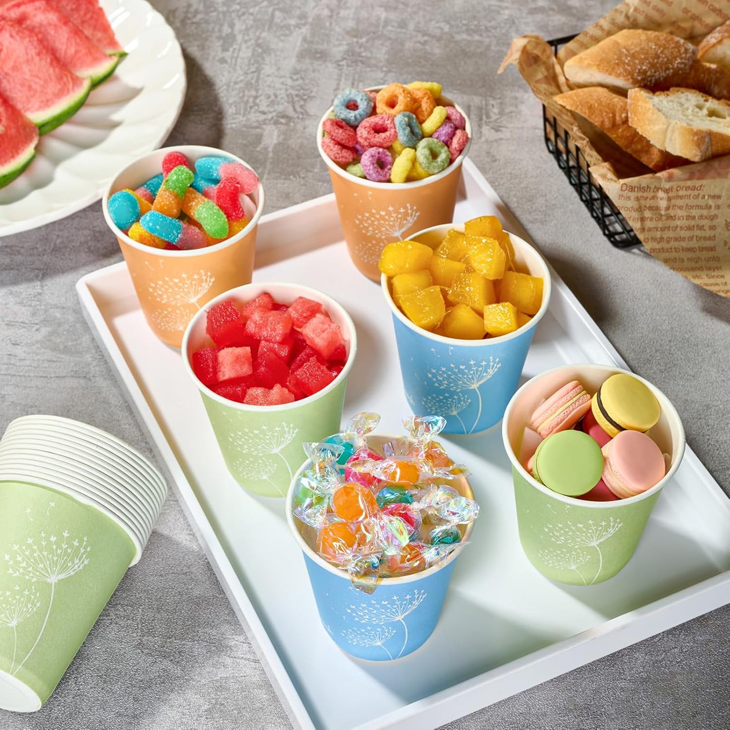 LITOPAK 1200 Pack 5 oz Paper Cups, Colorful Samll Disposable Paper Bathroom Cups for Parties, Travel, and Events