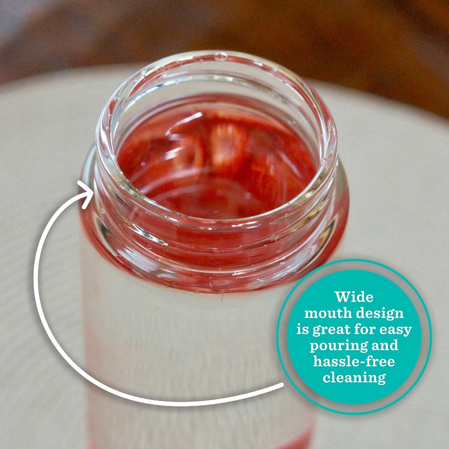 Glass Water Bottles - 4 Pack Wide Mouth Juice Bottles with Clear Lids for Juicing, Smoothies, Fruit Water, Teas, Beverage Storage - 16oz, Leakproof, Reusable, Borosilicate