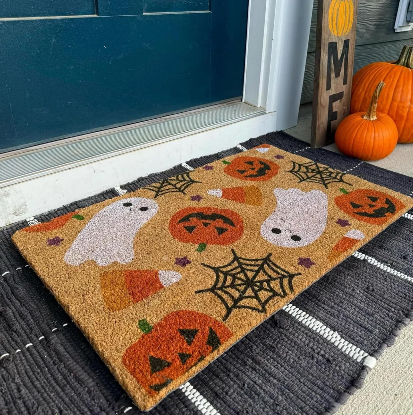Halloween Stencils for Door Mats Large Halloween Doormat Stencils Reusable Ghost Pumpkin Sanderson Sisters Draw Templates for Wood Doormat Fabrics DIY Crafts Decor