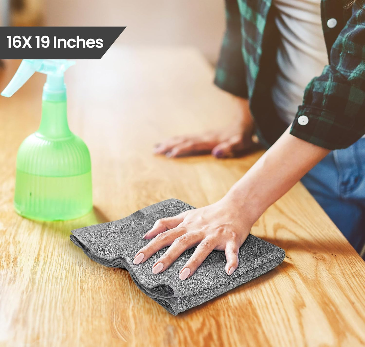 Utopia Towels Kitchen Bar Mops Towels, Pack of 216-16 x 19 Inches, 100% Cotton Super Absorbent Grey, Multi-Purpose Cleaning Towels for Home and Kitchen Bars