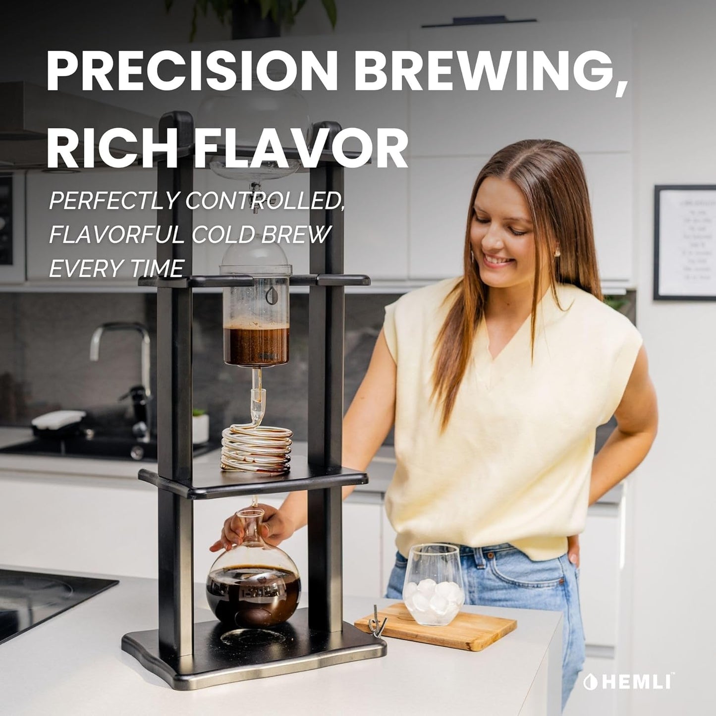 Cold Drip Coffee Maker, Cold Brew Coffee Tower, Slow Drip Japanese Cold Brew Maker, 32 oz, Cold Brew Drip, Ice Coffee Tower (ICT2), Black