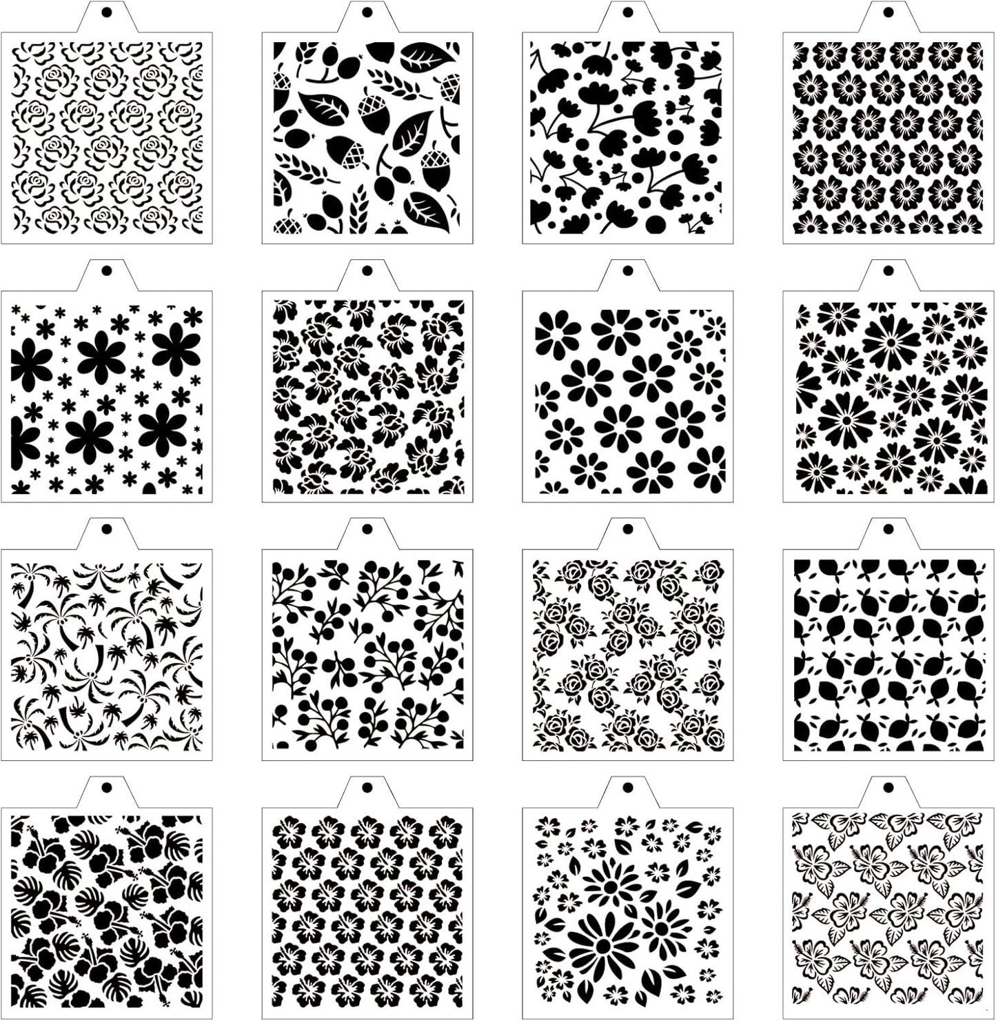 Stencil Genie 16 Pcs 5.5x5.5in Baking Stencils for Royal Icing, Airbrush; Sugar Cookies; Craft Painting