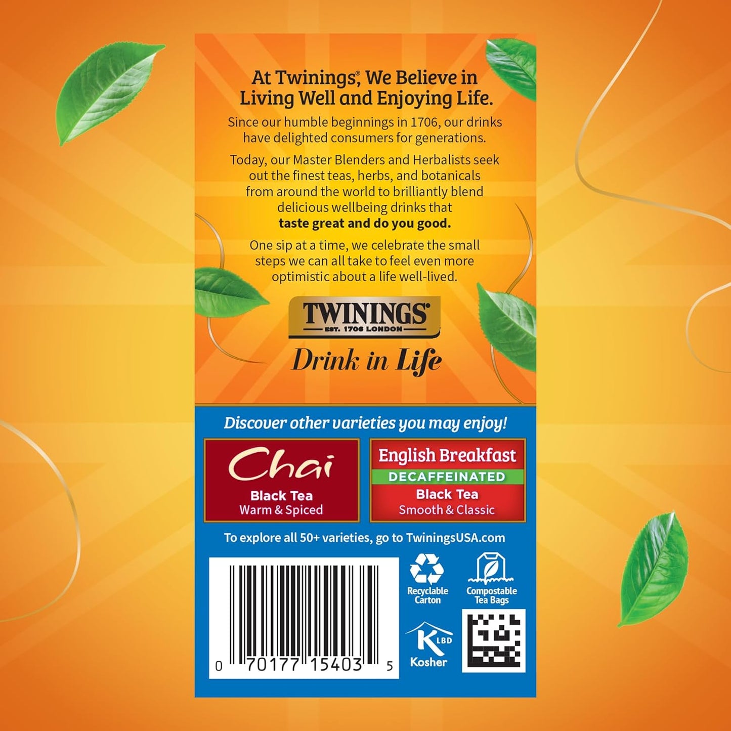 Twinings Variety Pack Black Tea Bags, 20 Count (Pack of 6), Includes English Breakfast, Early Grey, Irish Breakfast, and Lady Grey, Caffeinated, Enjoy Hot or Iced, 120 Teabags