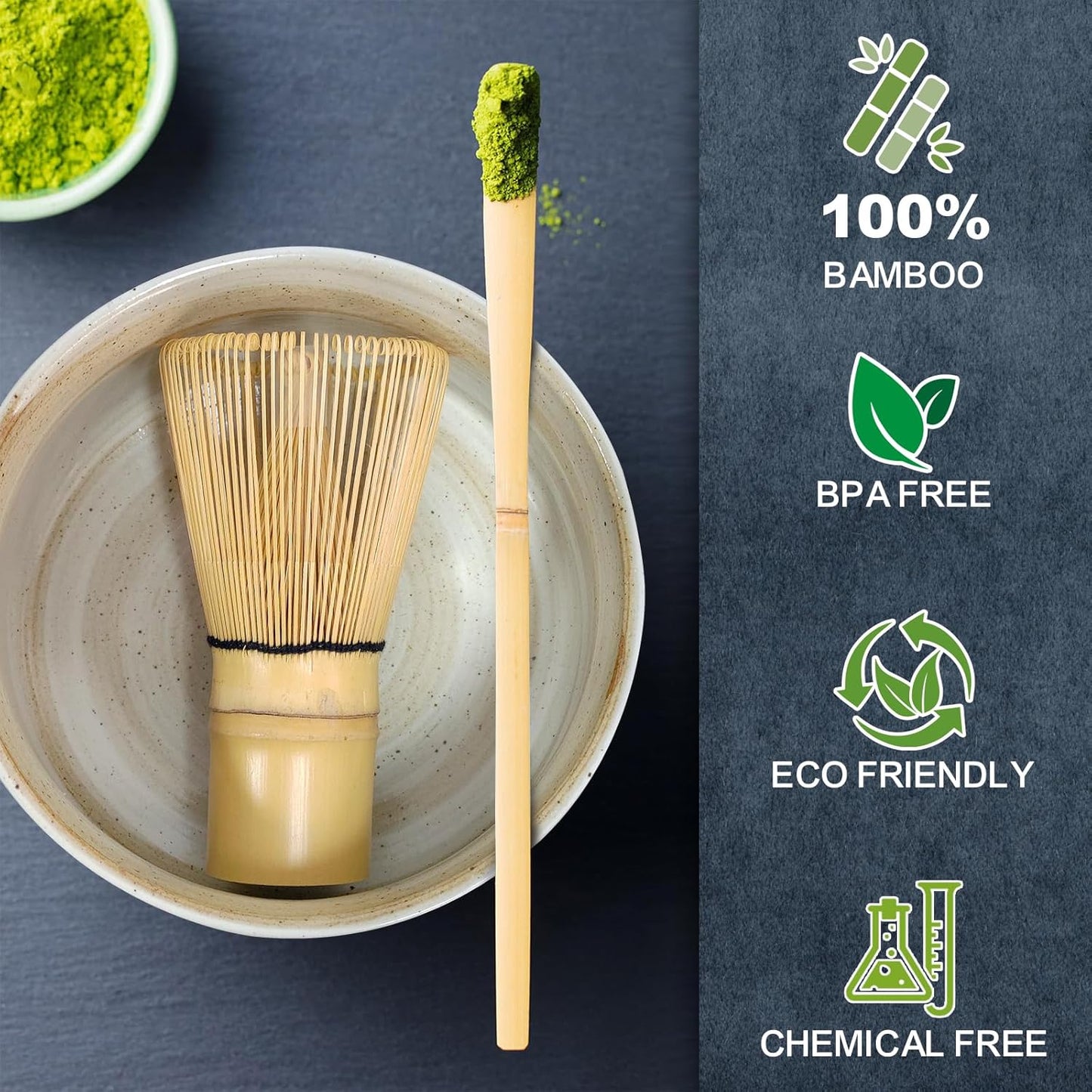 Matcha Whisk Set, Matcha Set, 6 Pieces, with Bamboo Whisk, Ceramic Bowl & Sifter Complete Matcha kit Tea Includes Scoop & Spout Bowl, Traditional Japanese Tea Accessories for Home (set of 6)