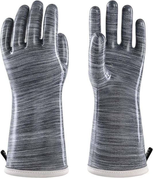 wahoo Liquid Silicone Smoker Oven Gloves, Food-Contact Grade, Heat Resistant Gloves for Cooking, Grilling, Baking, Grey, Medium