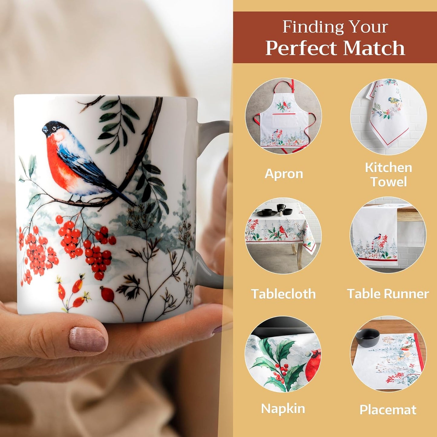 Maison d' Hermine Coffee Mug with Handles Fine Bone China Mugs Pack of Two Tea Cups for Hot Beverages Cappuccino Latte Home Restaurant Office Perfect for Gift (Morzine, 15 Ounce)