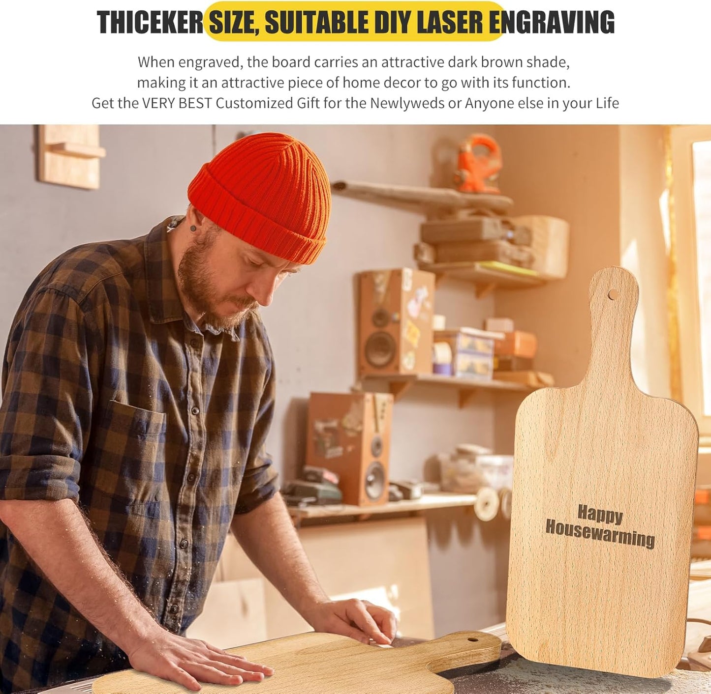 Lounsweer 6 Pcs Thicken Cutting Board Bulk Wood Board for Chopping Serving Charcuterie Material for Laser Engraving Mother' Day Wedding Housewarming Gift