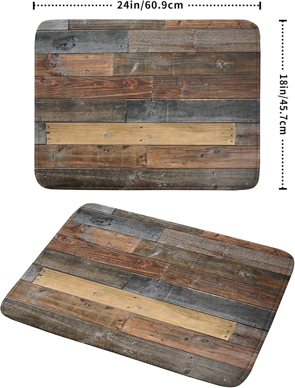 Giwawa Wood Grain Dish Drying Mat for Kitchen Countertop, Rustic Wooden Board Dish Drainer Mats, Vintage Country Style Barnwood Absorbent Reversible Microfiber Dish Drying Pad, 18x24 inch Large