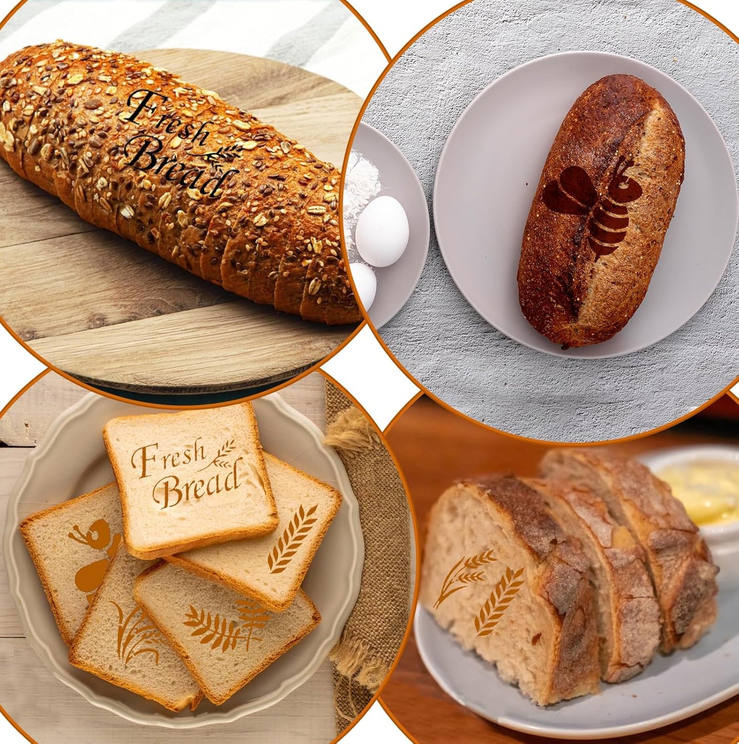 15Pcs Bread Stencils for Sourdough, Cake Stencils Mold Set for Bakery Supplies, Stencil Template for Bread Making Accessories, Gifts for Sourdough Bakers, Pie, Cookie birthday for Decorating（5.9*5.9in