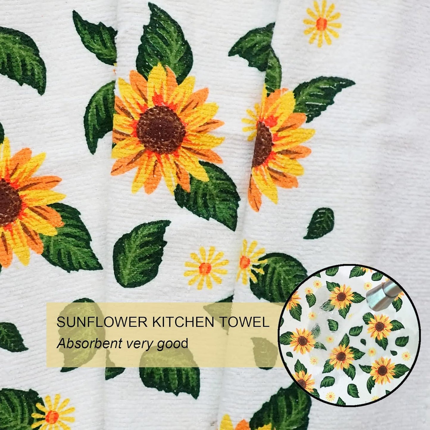 Oven Mitts and Potholders Dish Towles Set 100% Cotton for Perfect for Gifting, Baking and Everyday Cooking Durable Heat Resistant for Kitchen (5-Piece Sunflower)