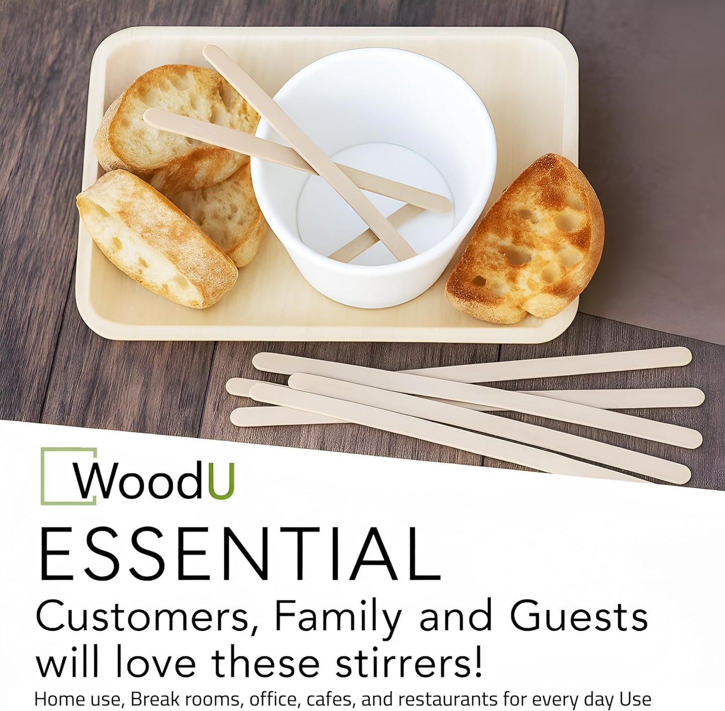 7" Wooden Coffee Stir Sticks - Sustainable Round-End Coffee Stirrers - 1000 Pcs Cocktail Stirrer