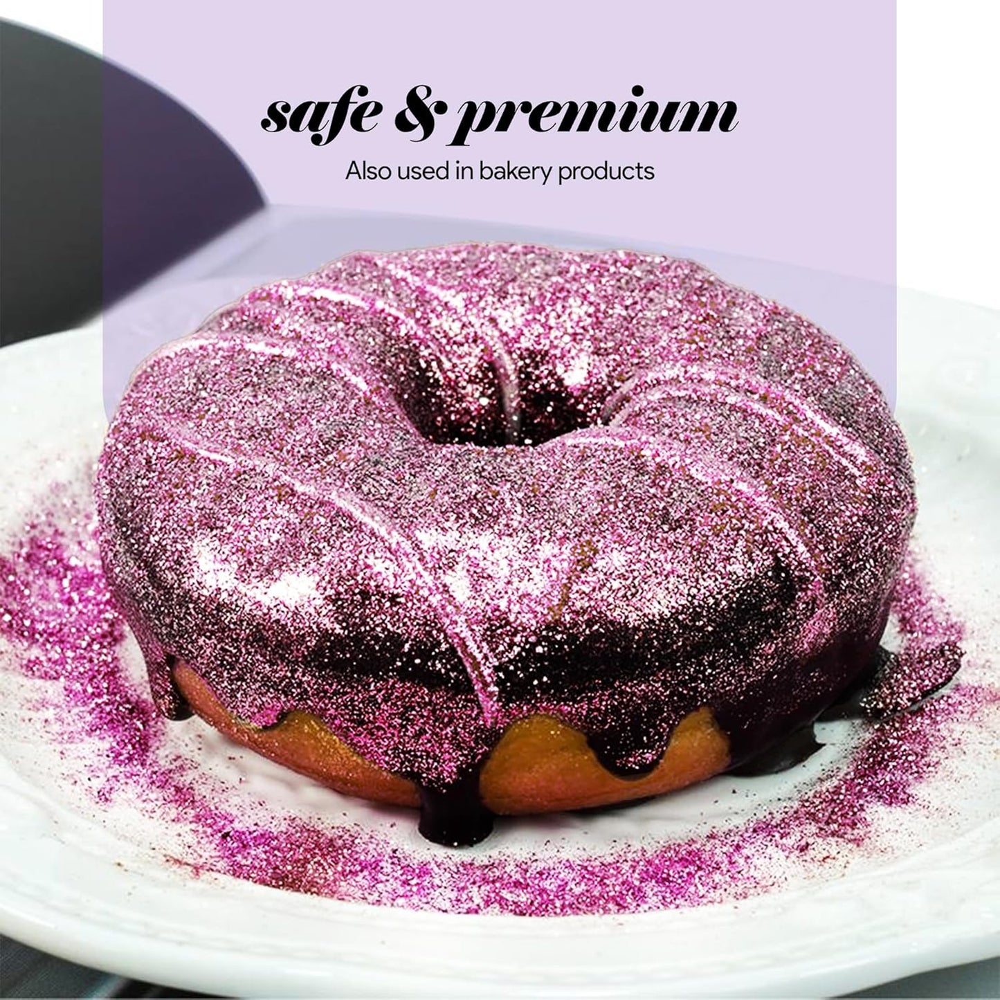 BeePoint Violet Edible Luster Dust 15g - Food Grade, Vibrant Color Shimmer Powdered Dust for Drinks, Cocktails, Cake Decorating, Baking, Chocolates, Candy, Sweets, & Cookies - Vegan & Gluten Free