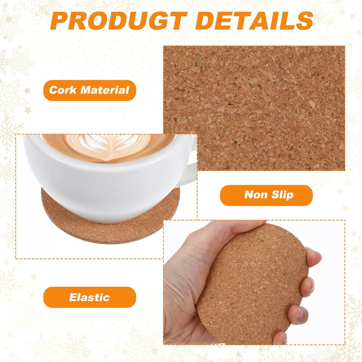 100Pcs Cork Coasters for Drink, 3.5" Round Natural Cork Pads, Thick Absorbent Corks Coasters Bulk, Blank Coaster for Crafts DIY for Wedding, Coffee Bar, Home Decor