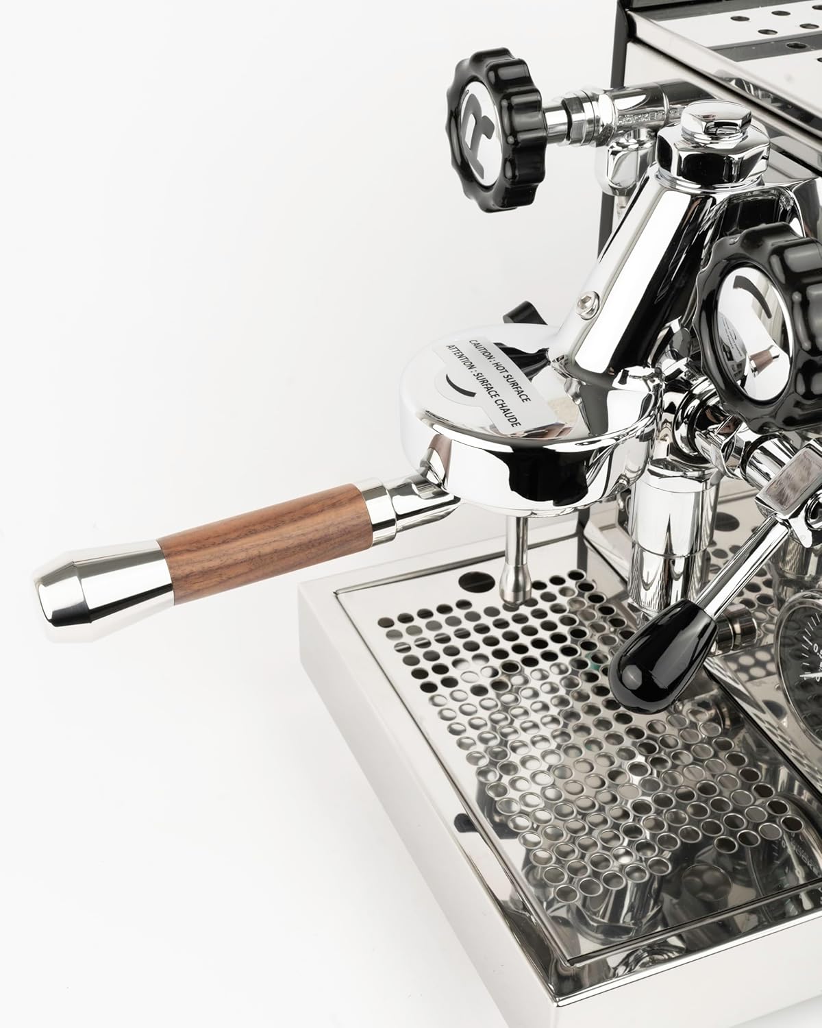 LILQ 58mm Bottomless Naked 2 Ears Portafilter Compatible with E61 Grouphead Machines– Includes 18–20g Basket (WalnutV2Fusion, 58mm For E61)