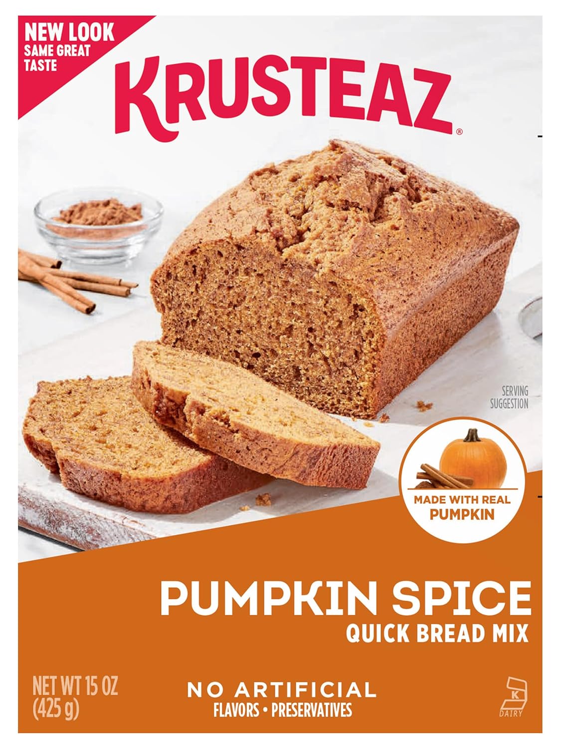 Krusteaz Baking Mix, Pumpkin Spice Quick Bread Mix, Made with Real Pumpkin & No Artificial Flavors, 15 Ounce Box (Pack of 6)