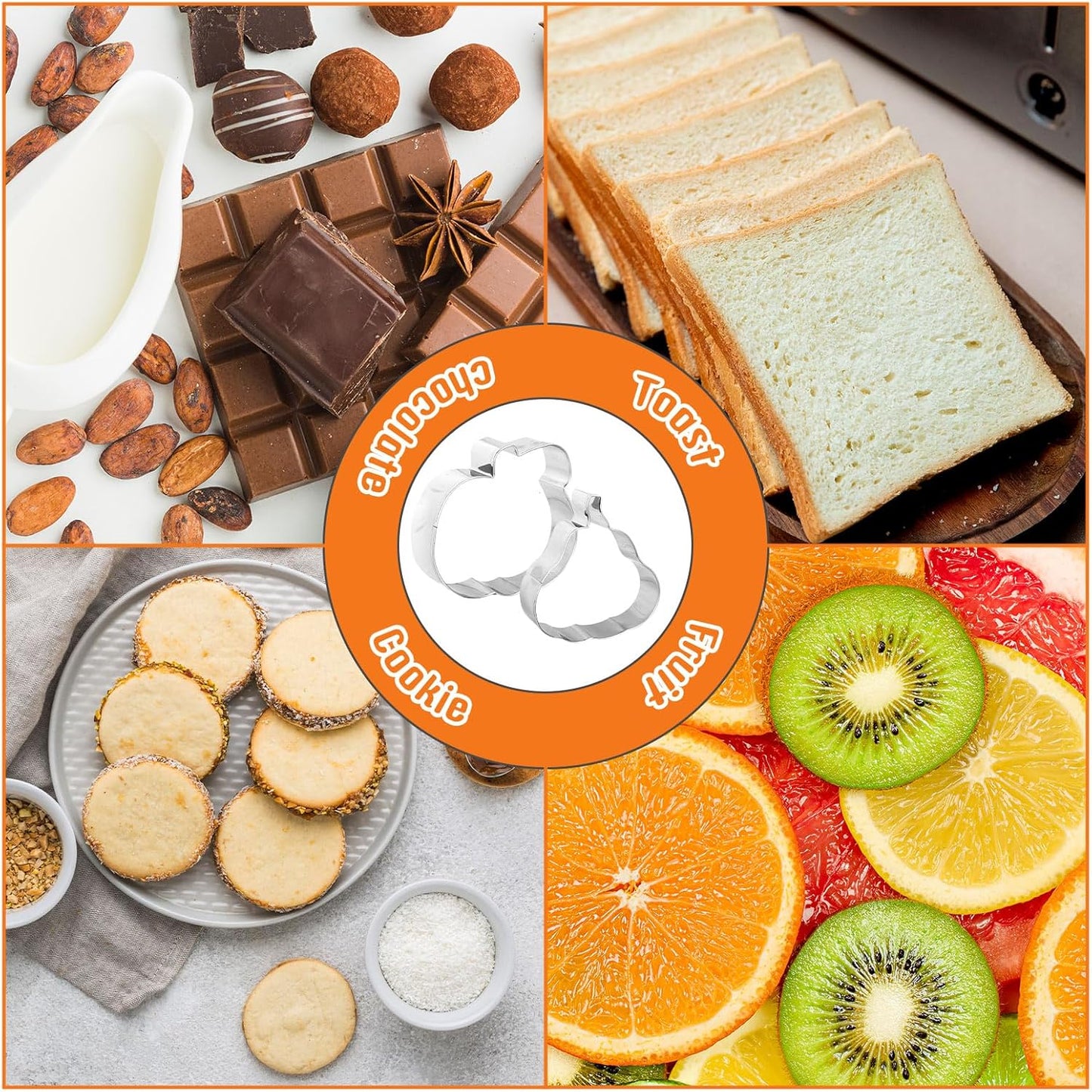 6Pcs Pumpkin Cookie Cutters Fall Pumpkin Shape Cookie Cutting Molds Cute Biscuit Cutters for Autumn Harvest Thanksgiving Halloween DIY Craft Baking Supplies