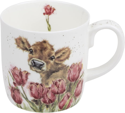 Royal Worcester Wrendale Designs Bessie Cow Mug | 14 Ounce Large Coffee Mug with Cow Design | Made from Fine Bone China | Microwave and Dishwasher Safe