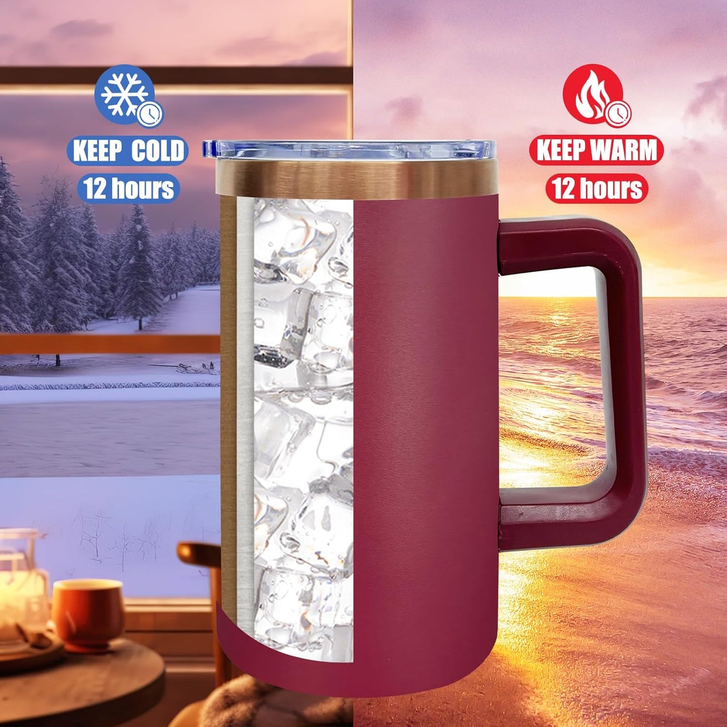 20 oz Insulated Coffee Mug with Lid, 4 Pack Stainless Steel Coffee Tumbler Bulk, Double Wall Vacuum Travel Mug with Handle, Leakproof Powder Coated Coffee Cups for Hot and Cold Drinks (Mixed,4 pack)