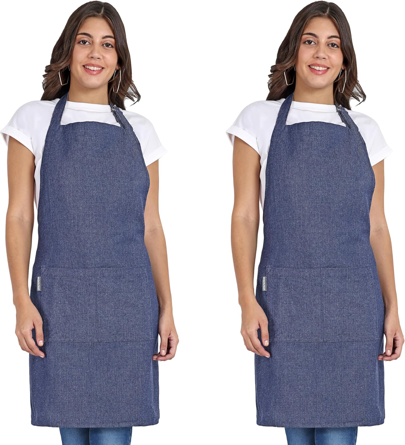 Chef Apron, Recycled Cotton Kitchen Apron with an Adjustable Neck with Long Ties, for cooking, baking